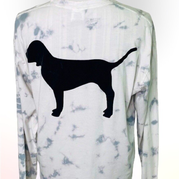 NWOT PINK VS Super Cute Tie Dye Long Sleeve Pullover T-Shirt Steel Blue SZ S - Picture 3 of 7